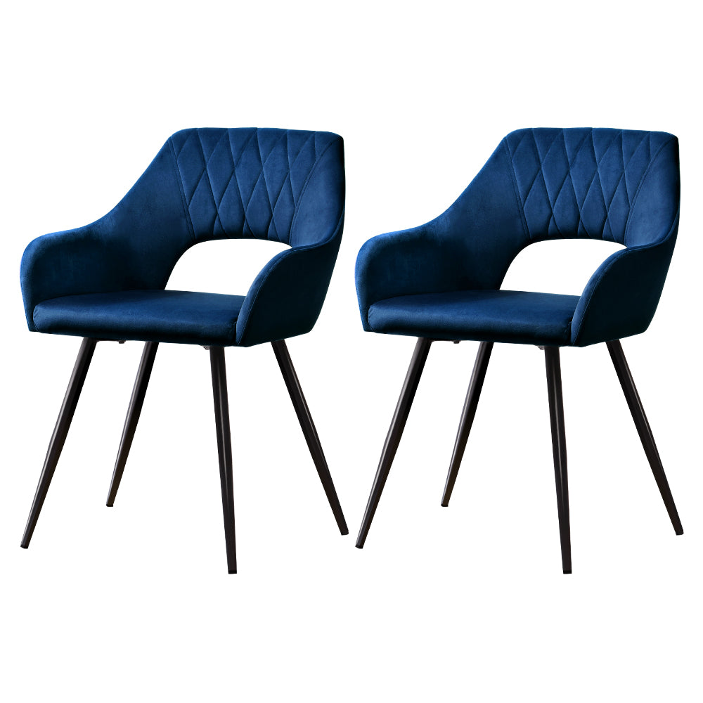 Artiss Set of 2 Caitlee Dining Chairs Kitchen Chairs Velvet Upholstered Blue-Dining Chairs - Peroz Australia - Image - 1