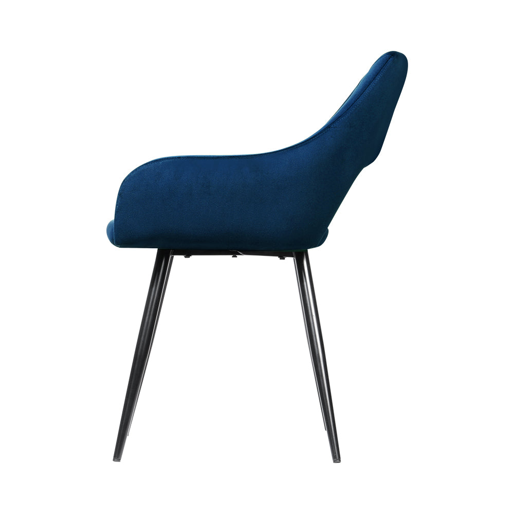 Artiss Set of 2 Caitlee Dining Chairs Kitchen Chairs Velvet Upholstered Blue-Dining Chairs - Peroz Australia - Image - 4