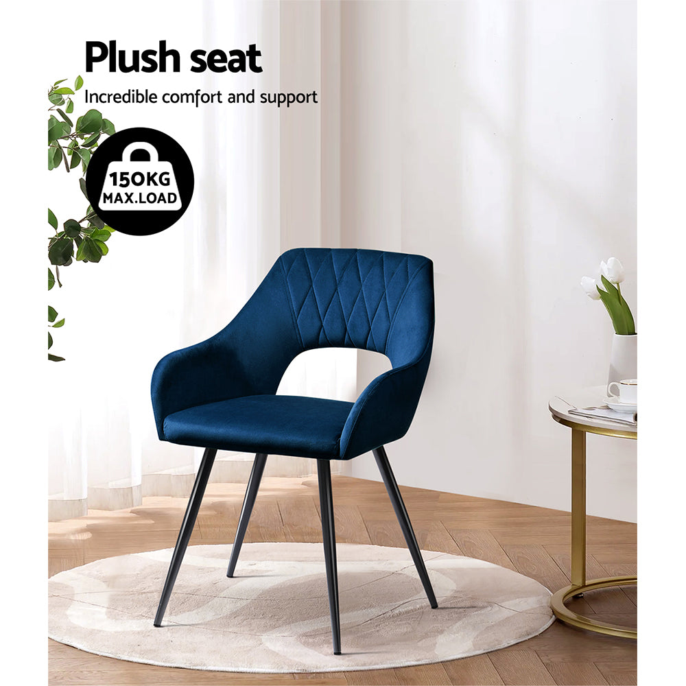 Artiss Set of 2 Caitlee Dining Chairs Kitchen Chairs Velvet Upholstered Blue-Dining Chairs - Peroz Australia - Image - 6