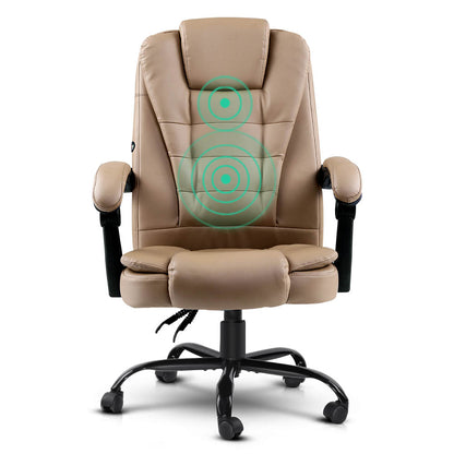 Artiss Massage Office Chair PU Leather Recliner Computer Gaming Chairs Espresso-Furniture &gt; Office - Peroz Australia - Image - 3