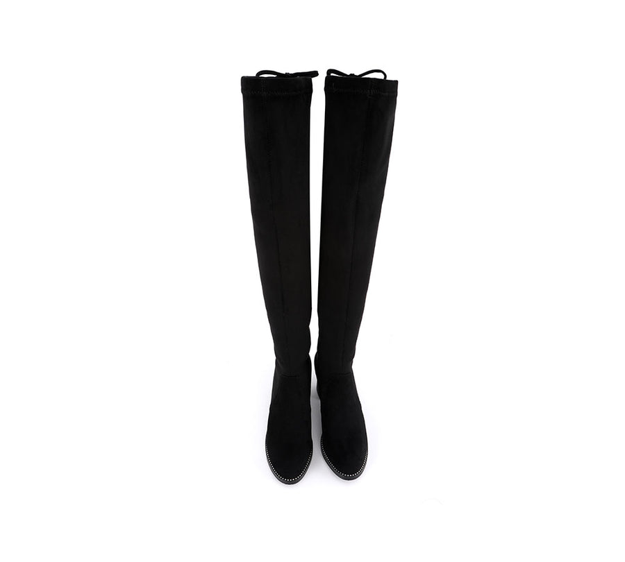 Tarramarra Drawstring Over The Knee Studded Detail Fashion Boots Women Jolie-Boots-PEROZ Accessories