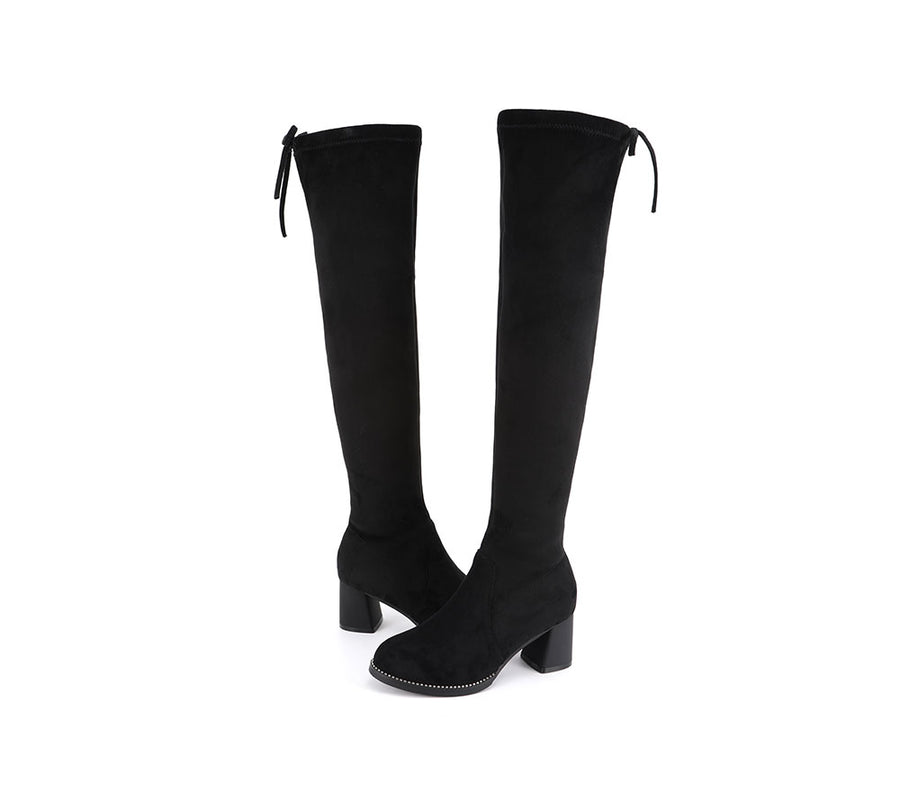 Tarramarra Drawstring Over The Knee Studded Detail Fashion Boots Women Jolie-Boots-PEROZ Accessories