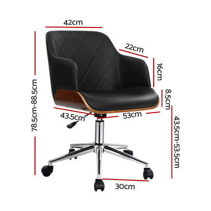 Artiss Wooden Office Chair Computer PU Leather Desk Chairs Executive Black Wood-Furniture &gt; Office - Peroz Australia - Image - 4