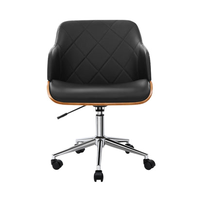 Artiss Wooden Office Chair Computer PU Leather Desk Chairs Executive Black Wood-Furniture &gt; Office - Peroz Australia - Image - 5