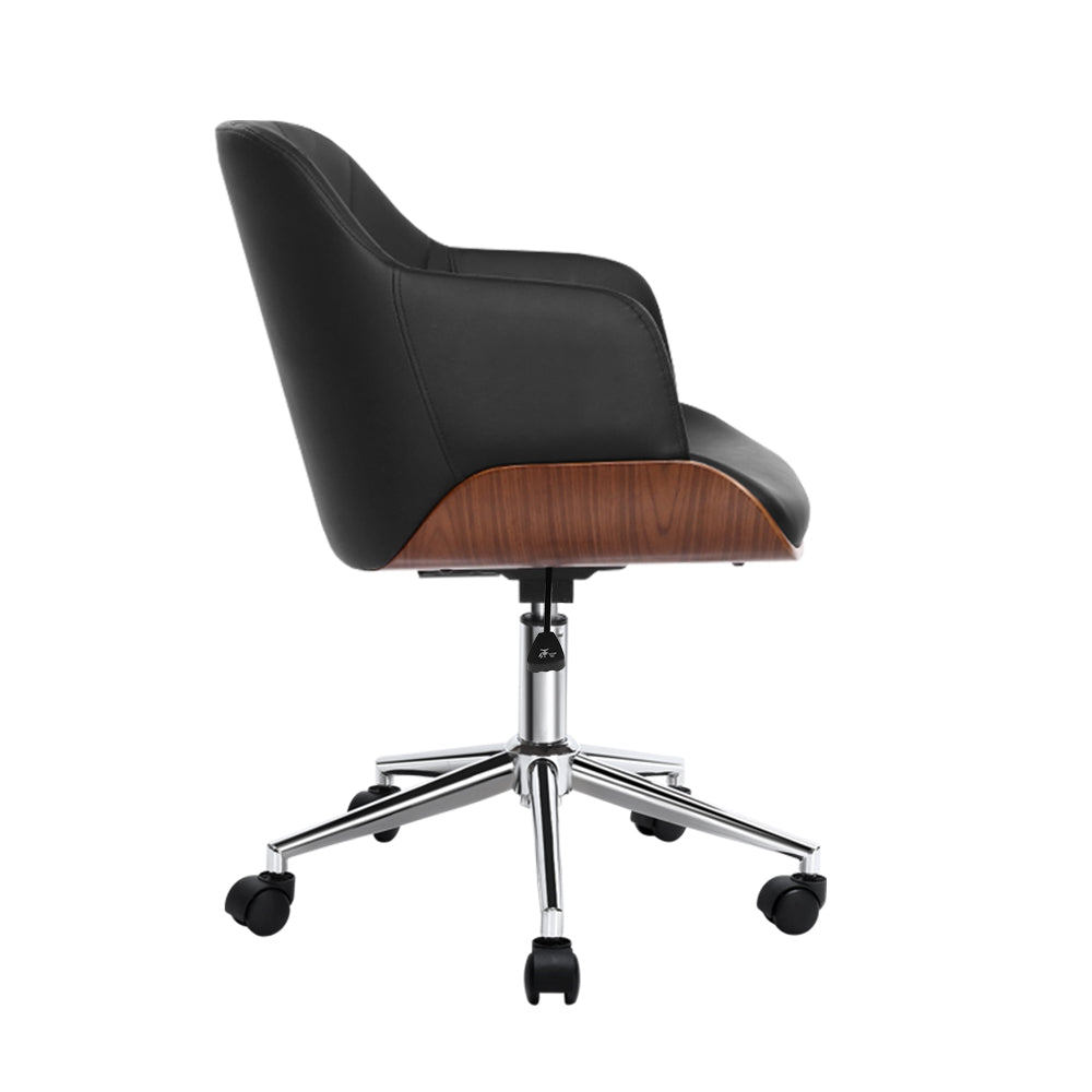 Artiss Wooden Office Chair Computer PU Leather Desk Chairs Executive Black Wood-Furniture &gt; Office - Peroz Australia - Image - 6
