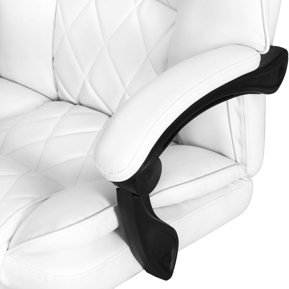 Artiss Executive Office Chair Leather Footrest White-Furniture &gt; Bar Stools &amp; Chairs-PEROZ Accessories