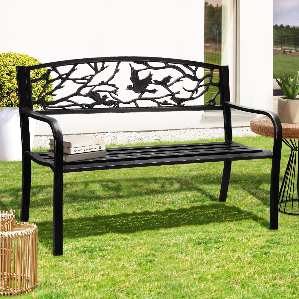 Livsip Garden Bench Seat Outdoor Chair Furniture Backyard Patio Bird Pattern-Garden Bench-PEROZ Accessories