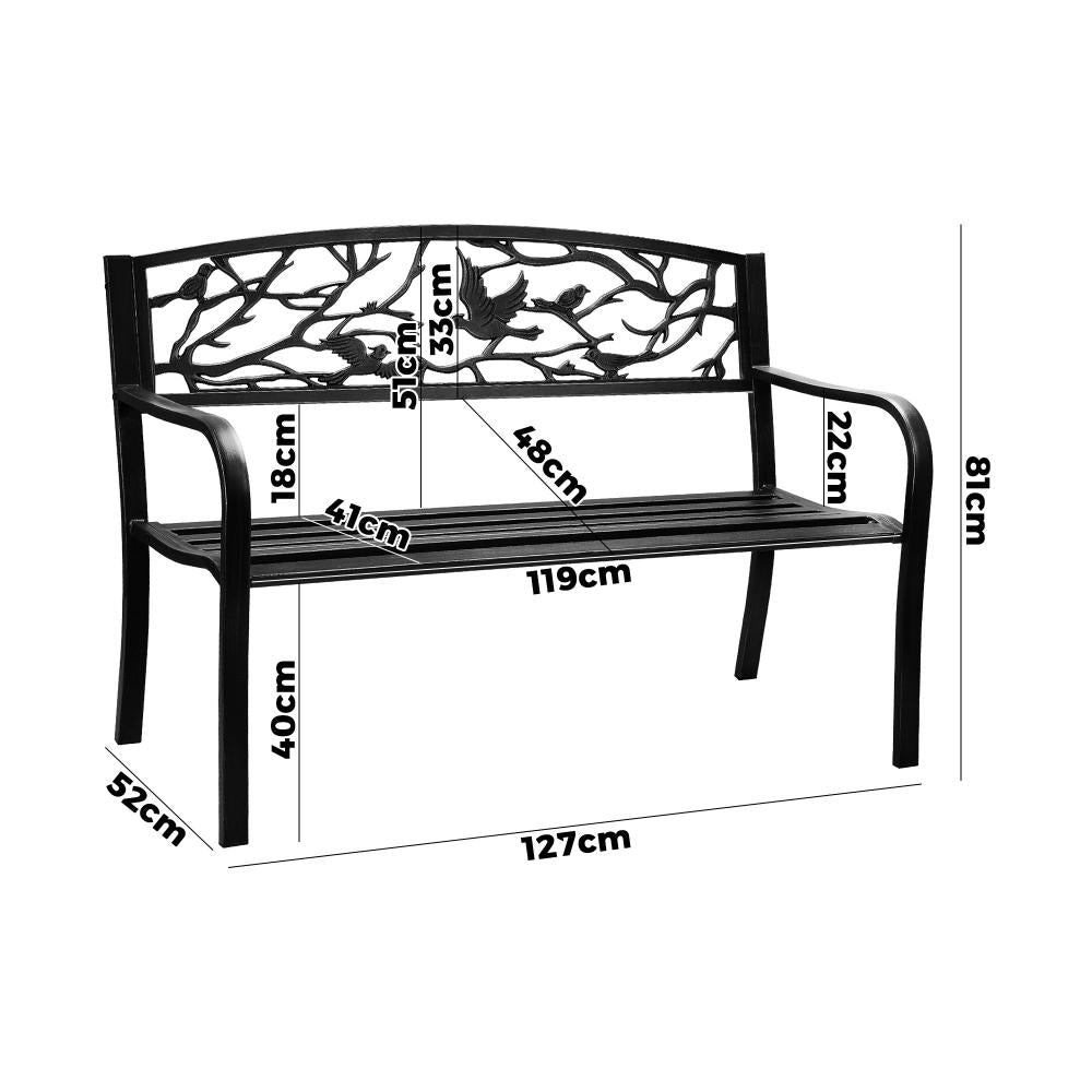 Livsip Garden Bench Seat Outdoor Chair Furniture Backyard Patio Bird Pattern-Garden Bench-PEROZ Accessories