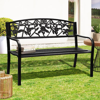 Livsip Garden Bench Seat Outdoor Furniture Patio Park Backyard Chair Black-Garden Bench-PEROZ Accessories