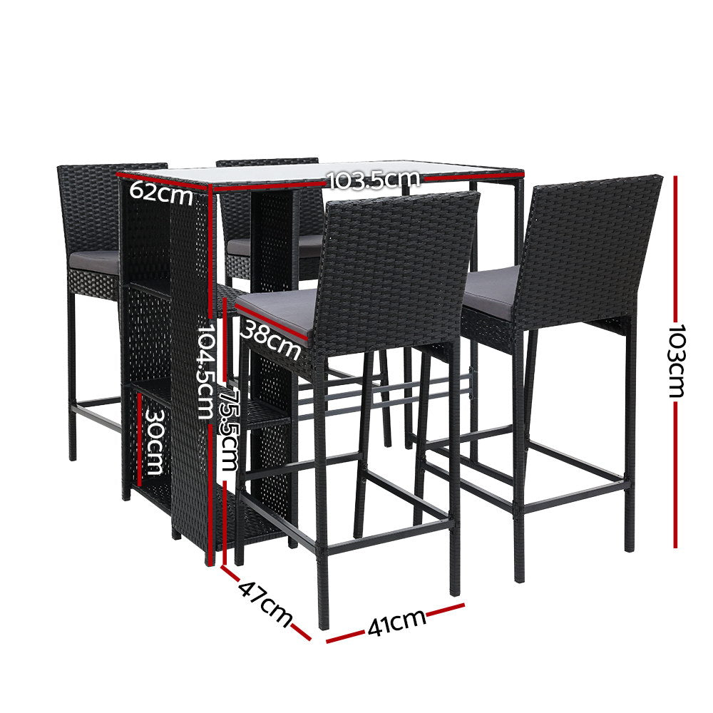 Gardeon Outdoor Bar Set Table Stools Furniture Dining Chairs Wicker Patio Garden-Furniture &gt; Outdoor-PEROZ Accessories