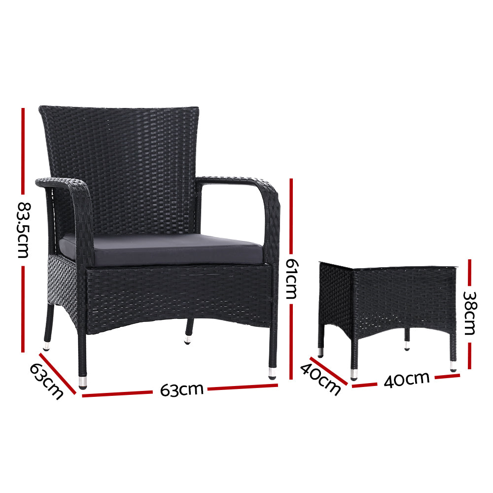 Outdoor Furniture Patio Set Wicker Outdoor Conversation Set Chairs Table 3PCS-Furniture &gt; Outdoor-PEROZ Accessories