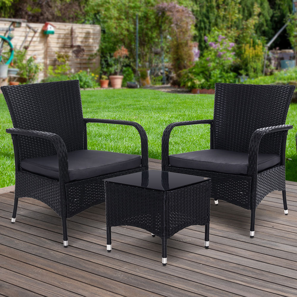 Outdoor Furniture Patio Set Wicker Outdoor Conversation Set Chairs Table 3PCS-Furniture &gt; Outdoor-PEROZ Accessories