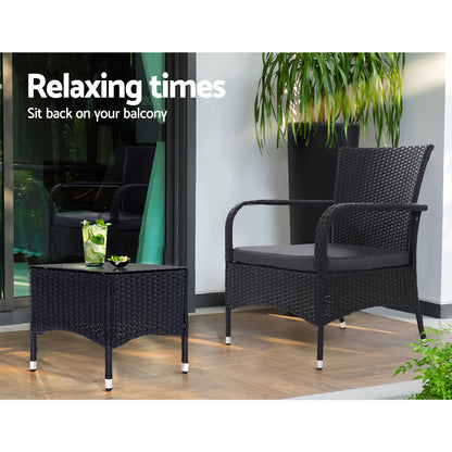 Outdoor Furniture Patio Set Wicker Outdoor Conversation Set Chairs Table 3PCS-Furniture &gt; Outdoor-PEROZ Accessories