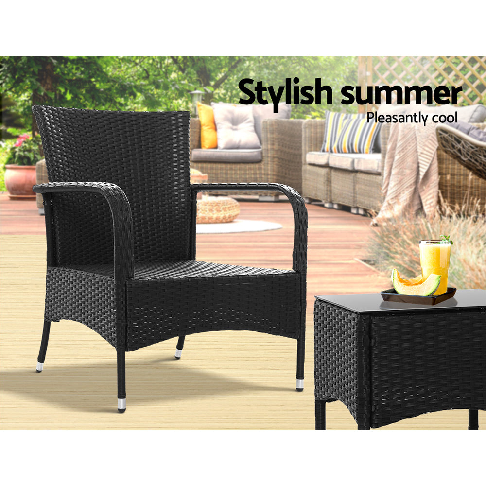 Outdoor Furniture Patio Set Wicker Outdoor Conversation Set Chairs Table 3PCS-Furniture &gt; Outdoor-PEROZ Accessories