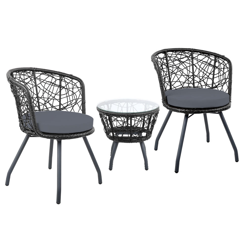 Gardeon Outdoor Patio Chair and Table - Black-Furniture &gt; Outdoor-PEROZ Accessories