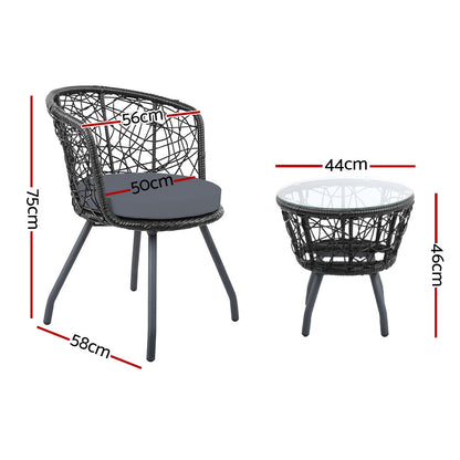 Gardeon Outdoor Patio Chair and Table - Black-Furniture &gt; Outdoor-PEROZ Accessories