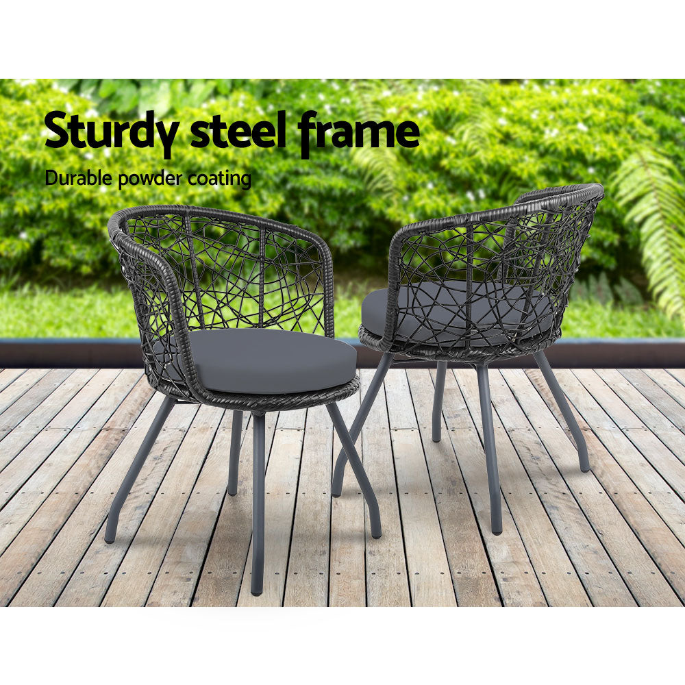 Gardeon Outdoor Patio Chair and Table - Black-Furniture &gt; Outdoor-PEROZ Accessories