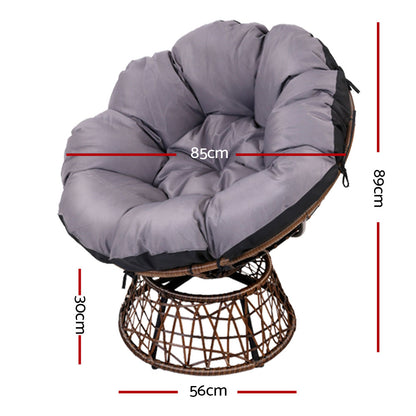 Gardeon Outdoor Papasan Chairs Lounge Setting Patio Furniture Wicker Brown-Furniture &gt; Bar Stools &amp; Chairs-PEROZ Accessories