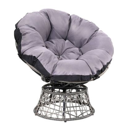 Gardeon Outdoor Papasan Chairs Lounge Setting Patio Furniture Wicker Grey-Furniture &gt; Bar Stools &amp; Chairs-PEROZ Accessories