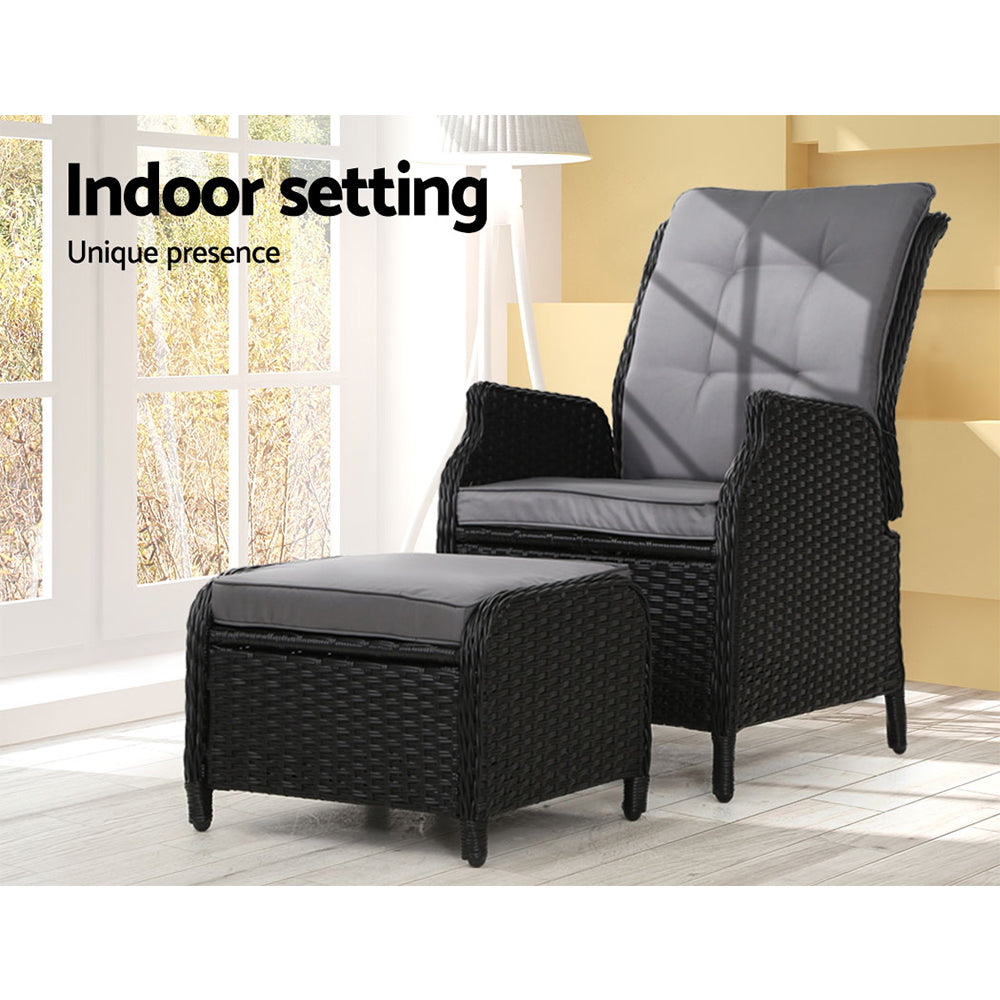 Gardeon Recliner Chair Sun lounge Setting Outdoor Furniture Patio Wicker Sofa-Furniture &gt; Outdoor-PEROZ Accessories