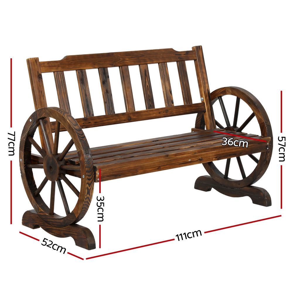 Gardeon Wooden Wagon Wheel Chair-Furniture &gt; Outdoor-PEROZ Accessories