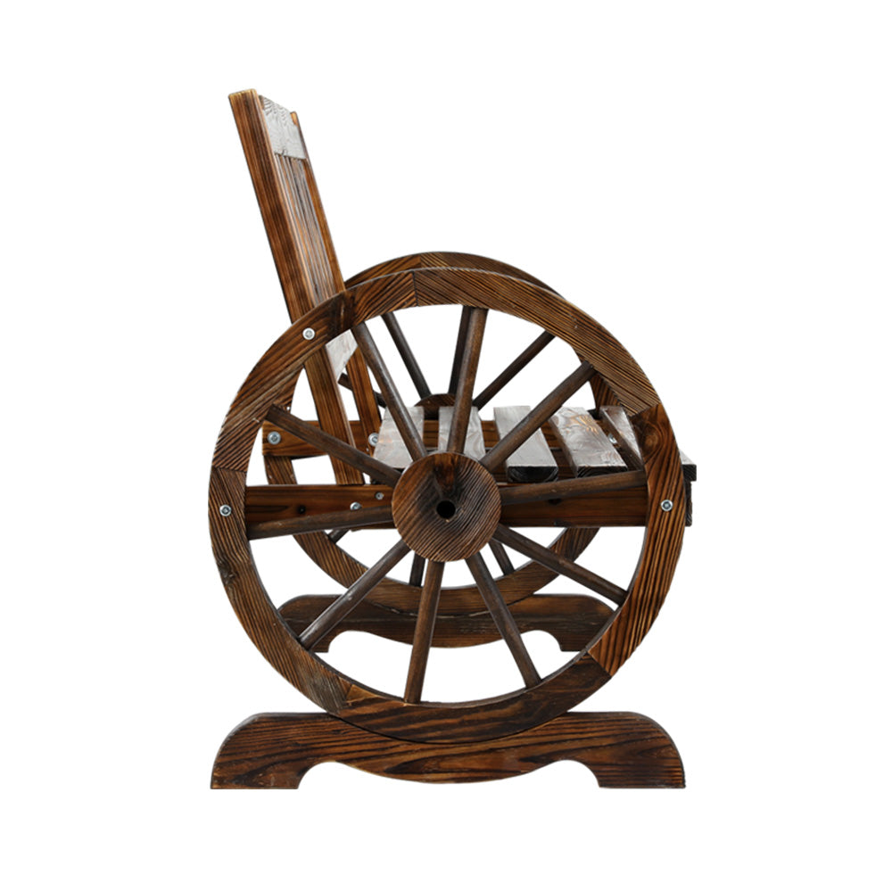 Gardeon Wooden Wagon Wheel Chair-Furniture &gt; Outdoor-PEROZ Accessories