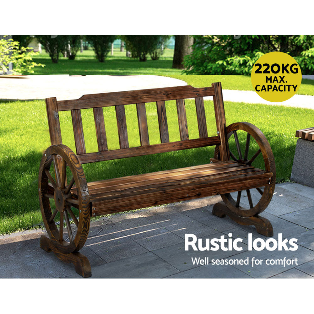 Gardeon Wooden Wagon Wheel Chair-Furniture &gt; Outdoor-PEROZ Accessories