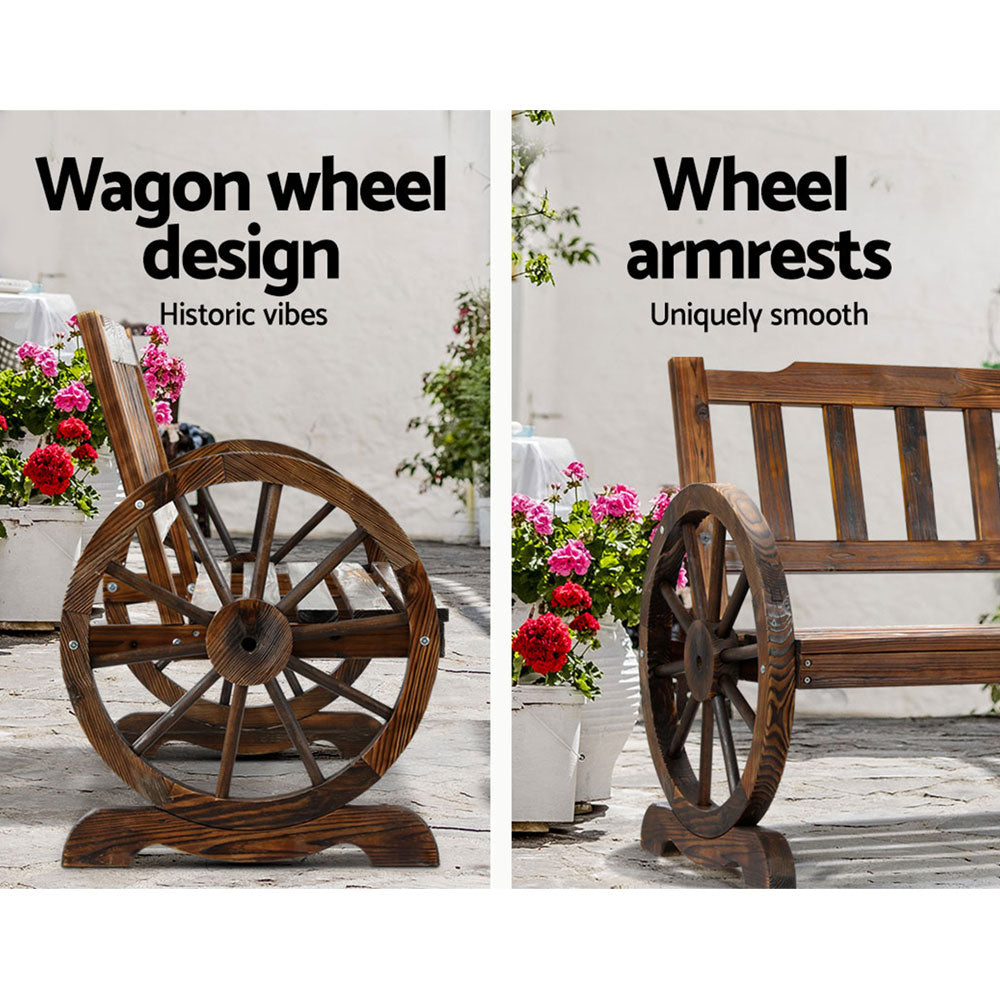 Gardeon Wooden Wagon Wheel Chair-Furniture &gt; Outdoor-PEROZ Accessories