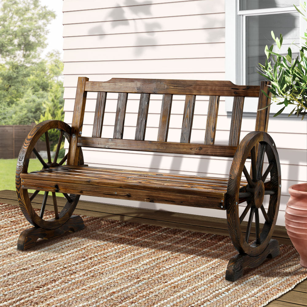 Gardeon Wooden Wagon Wheel Chair-Furniture &gt; Outdoor-PEROZ Accessories