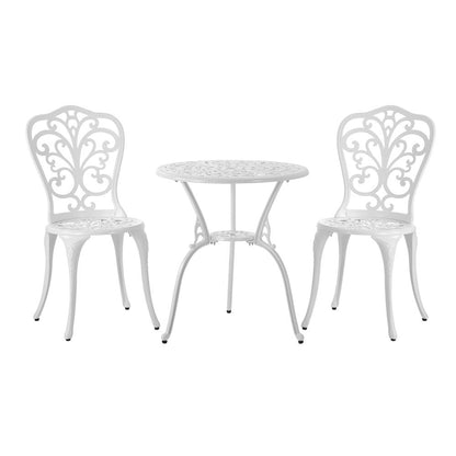 Shop Livsip Bistro Outdoor Setting Chairs Table Patio Dining 3PCS Set Cast Aluminium  | PEROZ Australia