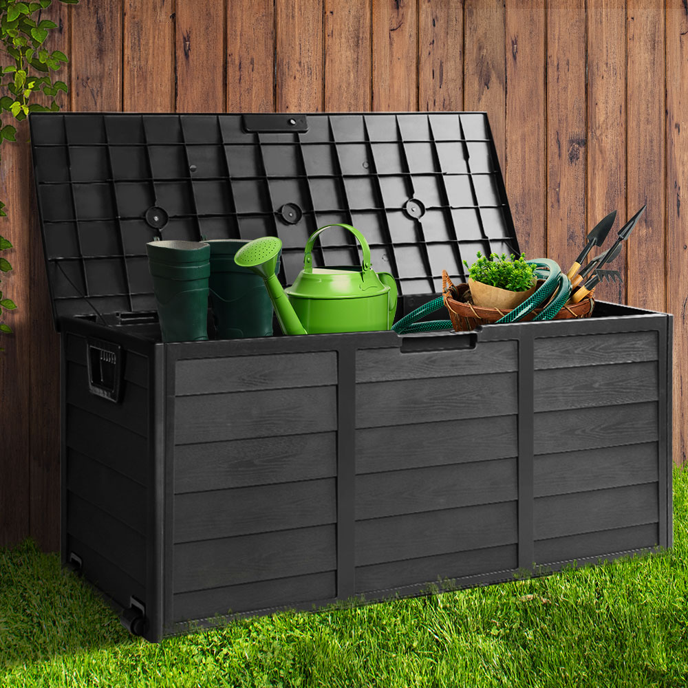 Gardeon 290L Outdoor Storage Box - All Black-Home &amp; Garden &gt; Storage-PEROZ Accessories