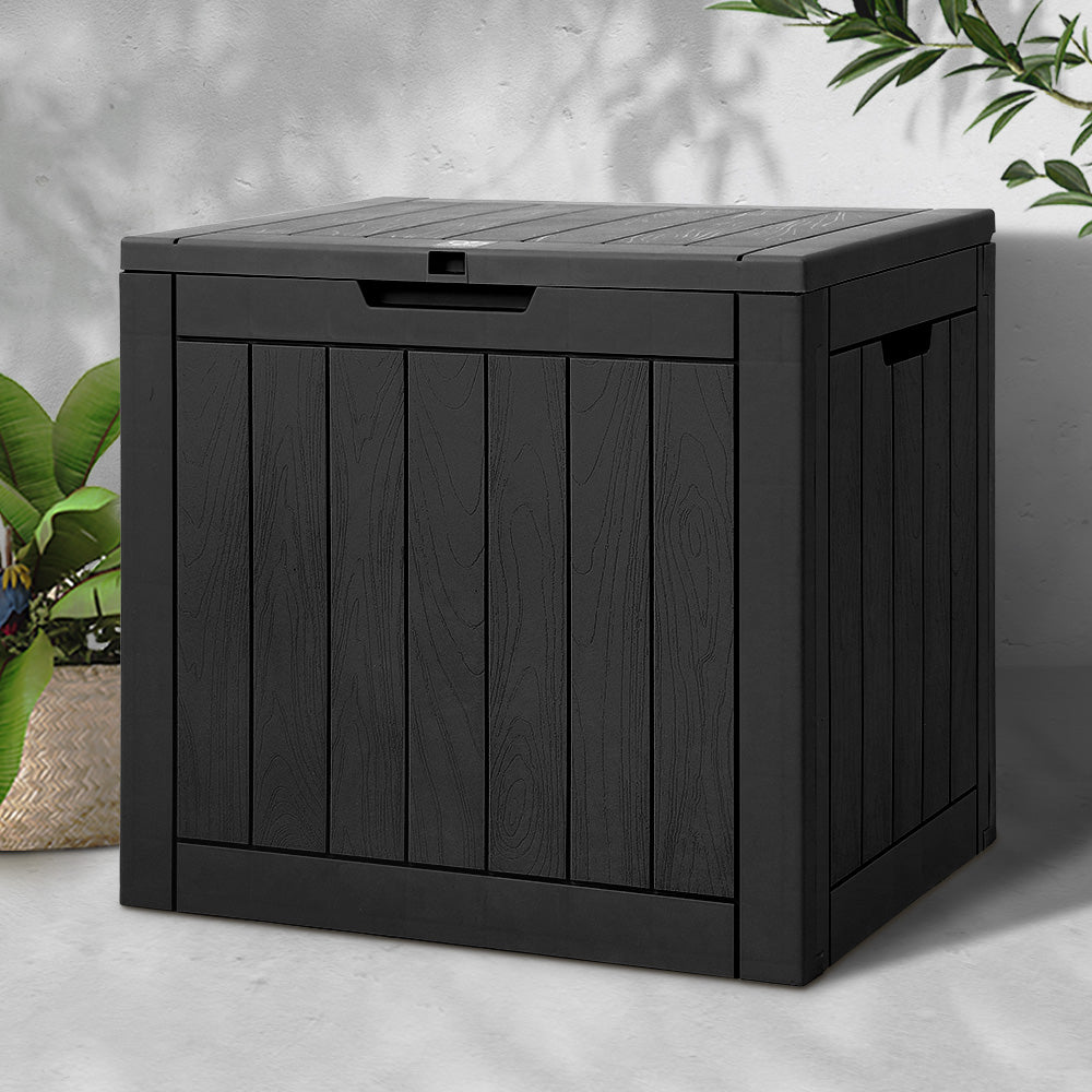 Gardeon Outdoor Storage Box 118L Container Lockable Indoor Garden Toy Tool Shed Black-Home &amp; Garden &gt; Storage-PEROZ Accessories