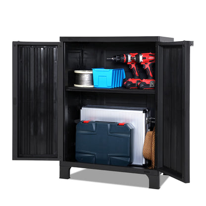 Gardeon Outdoor Storage Cabinet Cupboard Lockable Garden Sheds Adjustable Black-Home &amp; Garden &gt; Storage-PEROZ Accessories