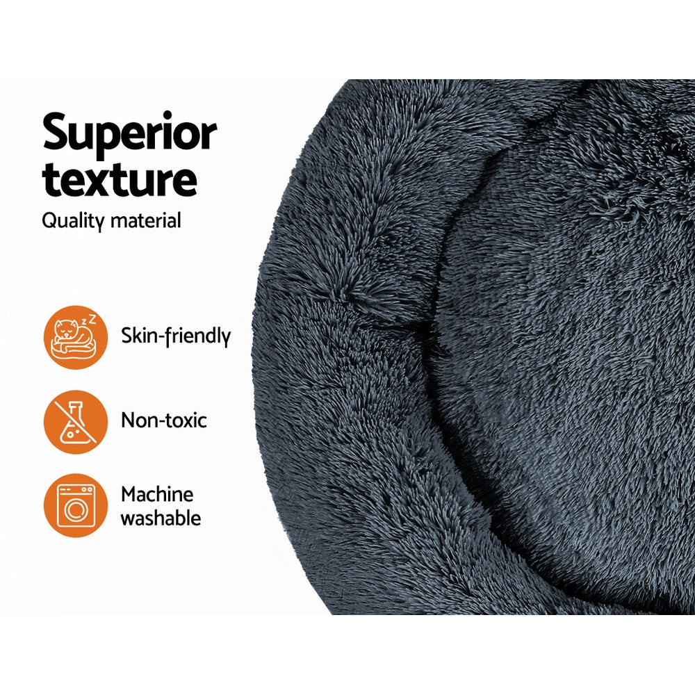 i.Pet Pet Bed Dog Cat 110cm Calming Extra Large Soft Plush Dark Grey-Pet Beds-PEROZ Accessories