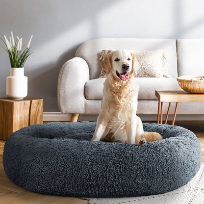 i.Pet Pet Bed Dog Cat 110cm Calming Extra Large Soft Plush Dark Grey-Pet Beds-PEROZ Accessories