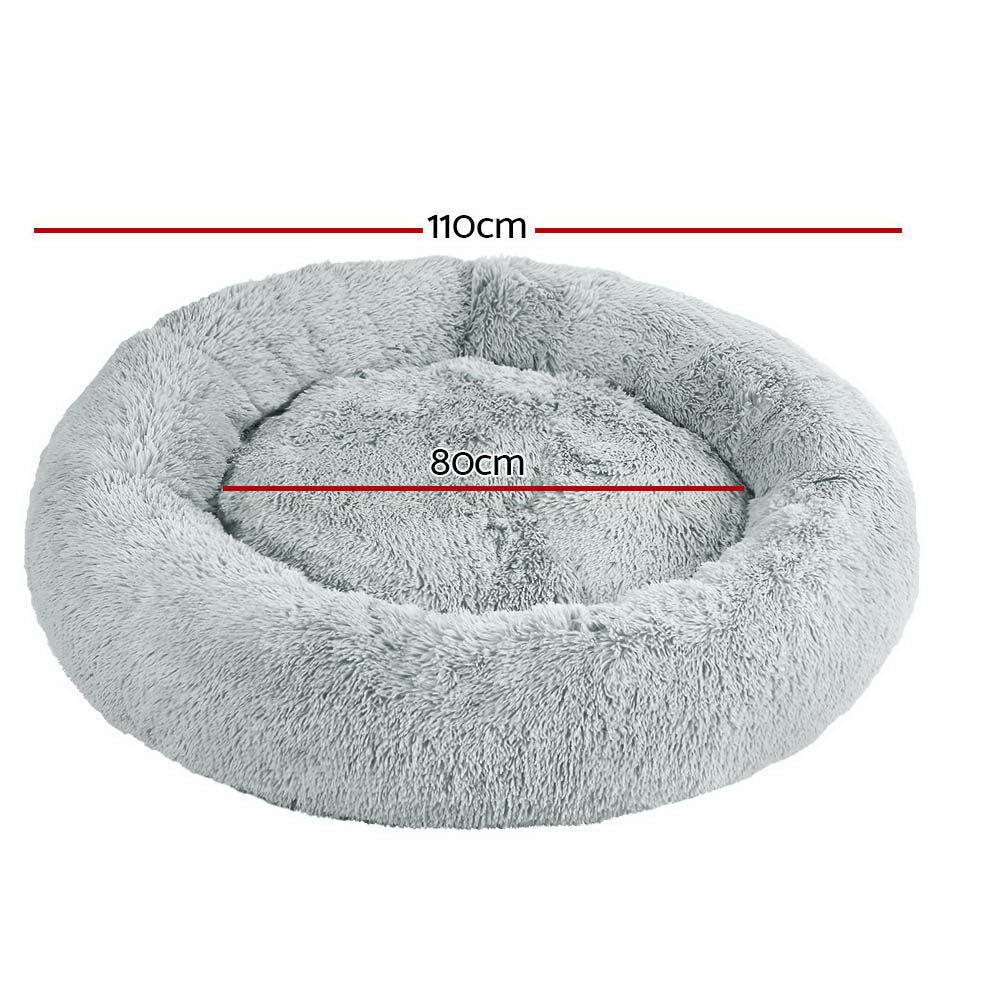 i.Pet Pet Bed Dog Cat 110cm Calming Extra Large Soft Plush Light Grey-Pet Beds-PEROZ Accessories