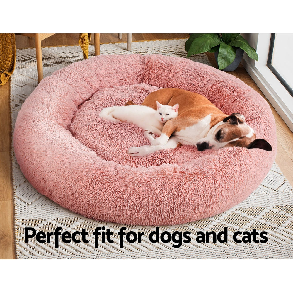 i.Pet Pet Bed Dog Cat 110cm Calming Extra Large Soft Plush Pink-Pet Beds-PEROZ Accessories