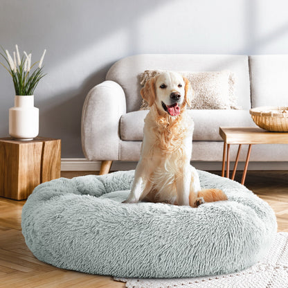 i.Pet Pet Bed Dog Cat 90cm Large Calming Soft Plush Light Grey-Pet Beds-PEROZ Accessories