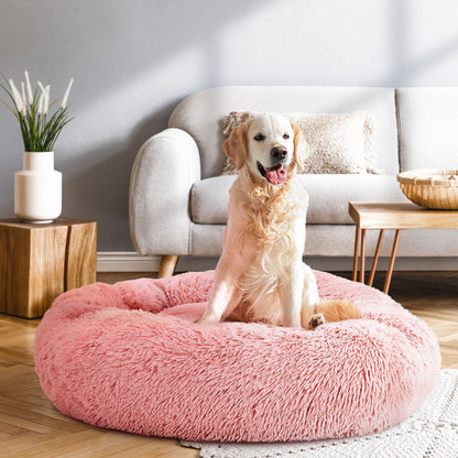 i.Pet Pet Bed Dog Cat 90cm Large Calming Soft Plush Pink-Pet Beds-PEROZ Accessories