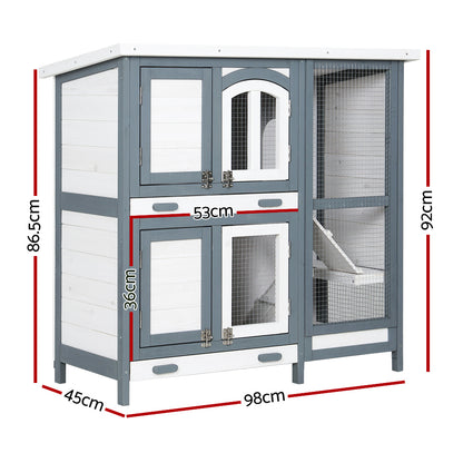 i.Pet Rabbit Hutch Large Chicken Coop Wooden House Run Cage Pet Bunny Guinea Pig-Pet Care &gt; Coops &amp; Hutches-PEROZ Accessories