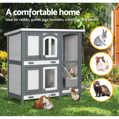 i.Pet Rabbit Hutch Large Chicken Coop Wooden House Run Cage Pet Bunny Guinea Pig-Pet Care &gt; Coops &amp; Hutches-PEROZ Accessories