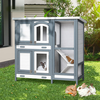 i.Pet Rabbit Hutch Large Chicken Coop Wooden House Run Cage Pet Bunny Guinea Pig-Pet Care &gt; Coops &amp; Hutches-PEROZ Accessories