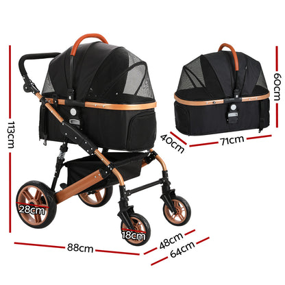 i.Pet Pet Dog Stroller Pram Large Cat Carrier Travel Pushchair Foldable 4 Wheels-Pet Care &gt; Dog Supplies-PEROZ Accessories