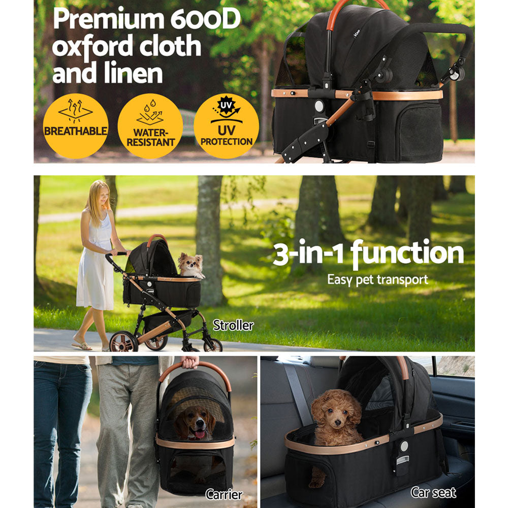 i.Pet Pet Dog Stroller Pram Large Cat Carrier Travel Pushchair Foldable 4 Wheels-Pet Care &gt; Dog Supplies-PEROZ Accessories