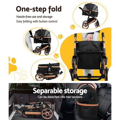 i.Pet Pet Dog Stroller Pram Large Cat Carrier Travel Pushchair Foldable 4 Wheels-Pet Care &gt; Dog Supplies-PEROZ Accessories