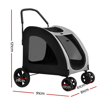 i.Pet Pet Dog Stroller Pram Large Carrier Cat Travel Foldable Strollers 4 Wheels-Pet Care &gt; Dog Supplies-PEROZ Accessories