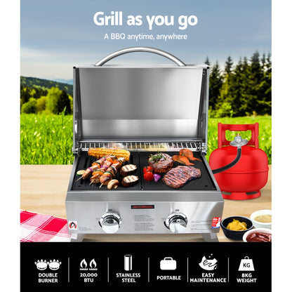 Grillz Portable Gas BBQ LPG Oven Camping Cooker Grill 2 Burners Stove Outdoor-Home &amp; Garden &gt; BBQ-PEROZ Accessories