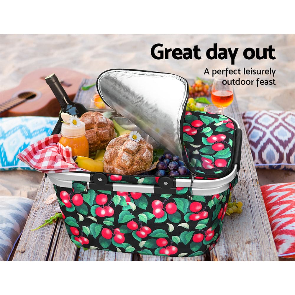 Alfresco Picnic Basket Folding Bag Hamper Insulated Storage Food Cover-Outdoor &gt; Camping-PEROZ Accessories