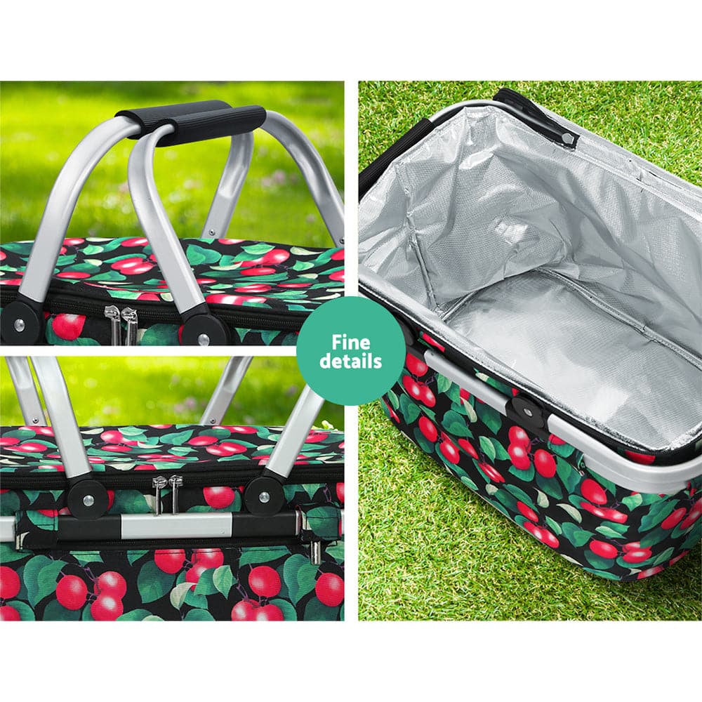 Alfresco Picnic Basket Folding Bag Hamper Insulated Storage Food Cover-Outdoor &gt; Camping-PEROZ Accessories