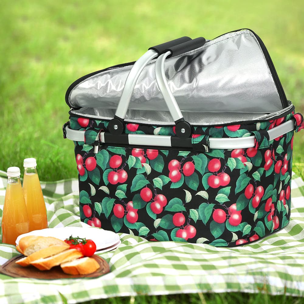 Alfresco Picnic Basket Folding Bag Hamper Insulated Storage Food Cover-Outdoor &gt; Camping-PEROZ Accessories